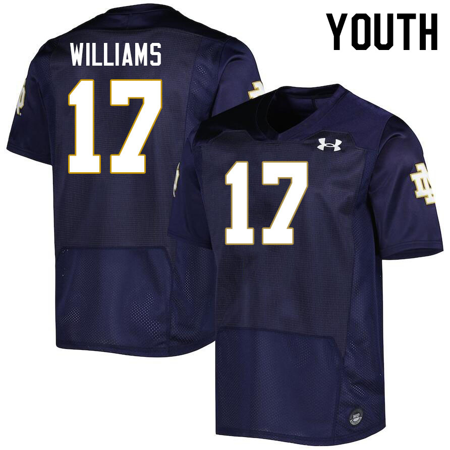 Youth #17 Cam Williams Notre Dame Fighting Irish College Football Jerseys Stitched-Navy